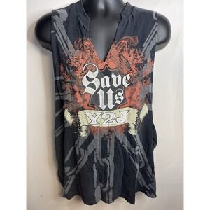 Vintage WWE Chris Jericho Save Us Y2J Black Wrestling T Shirt Mens 2XL *CUTOFF